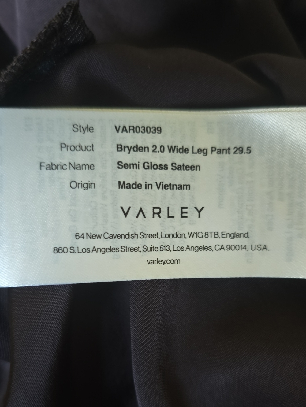 Varley Bryden 2.0 Wide Leg Pant 29.5 Semi Gloss Satin Brown Size Medium - Picture 16 of 16